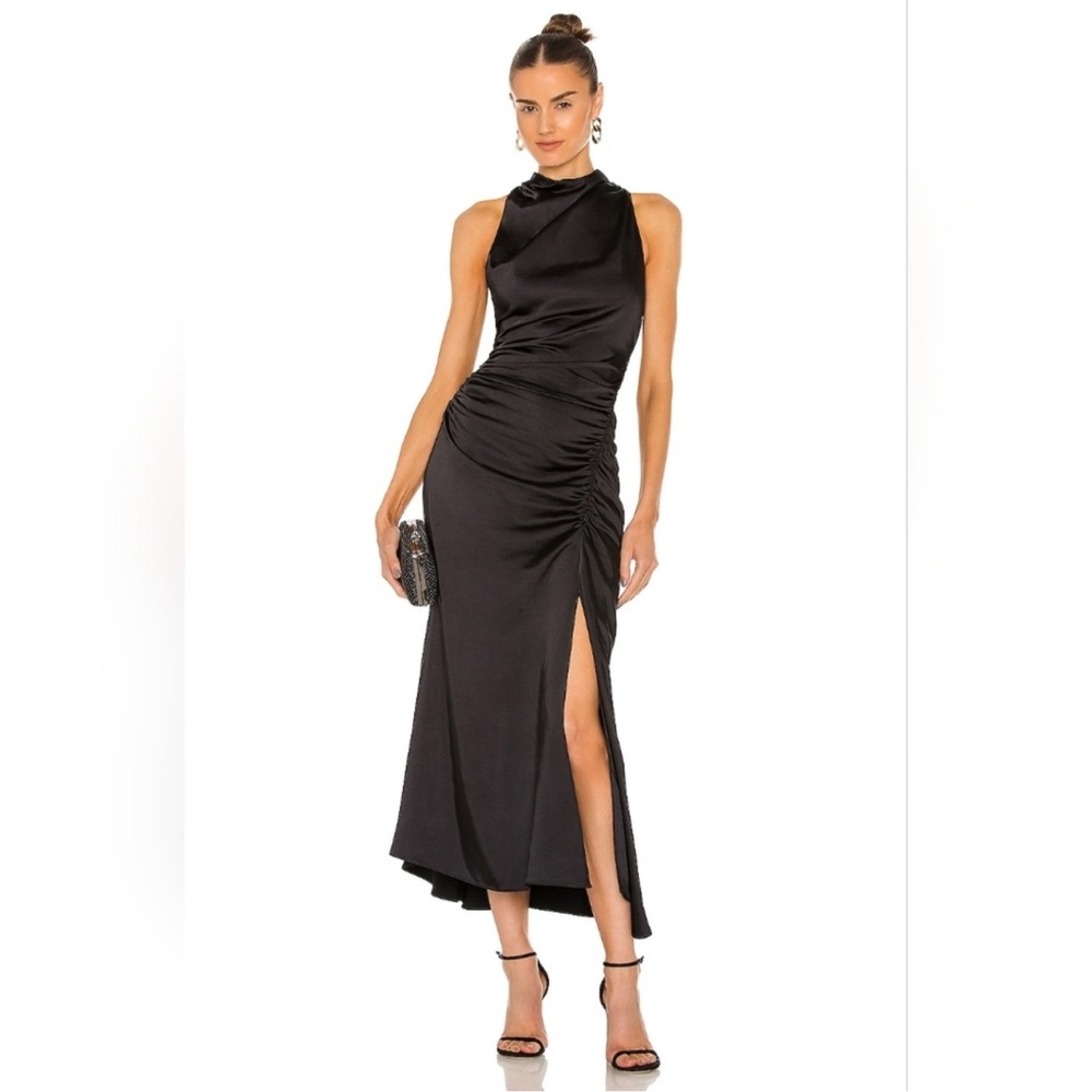 ALC Black Ruched Halter Gown
